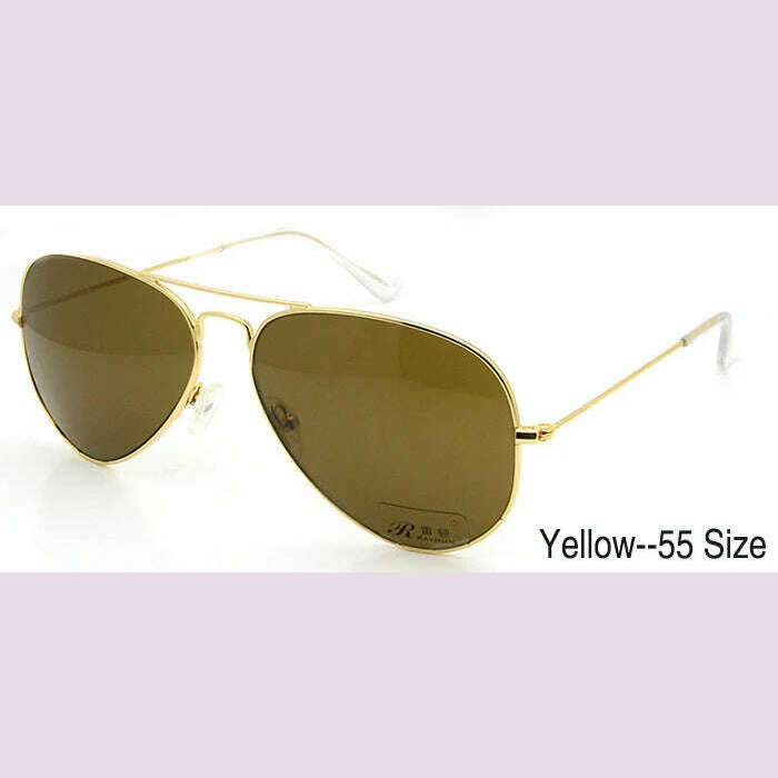 High Quality Glass Sunglasses Lens Vintage Sunglasses Men Women Gold Reflective Sunglasses UV400 Sun Glasses 55MM 58MM 2 Size - KIMLUD