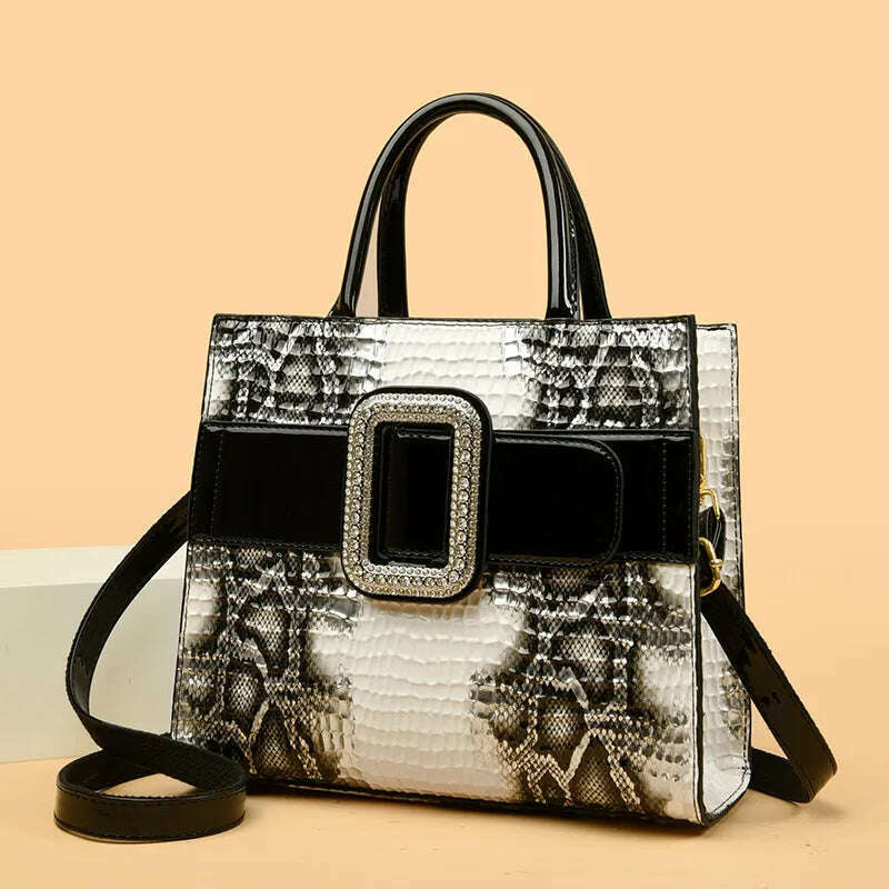 High Quality Leather Crocodile Pattern Snake Skin Fashionable and Trendy Personalized and Versatile One Shoulder Bag for Women - KIMLUD