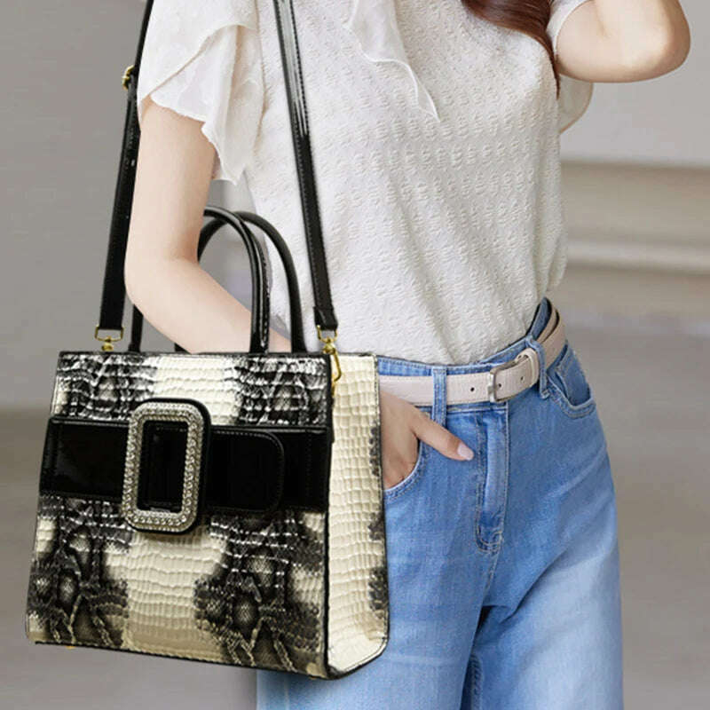 High Quality Leather Crocodile Pattern Snake Skin Fashionable and Trendy Personalized and Versatile One Shoulder Bag for Women - KIMLUD
