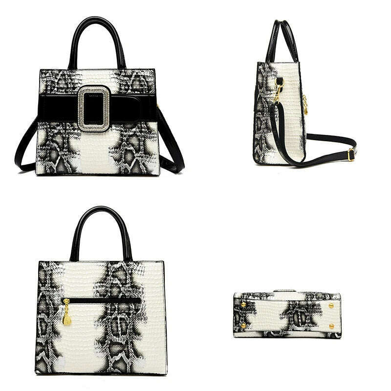 High Quality Leather Crocodile Pattern Snake Skin Fashionable and Trendy Personalized and Versatile One Shoulder Bag for Women - KIMLUD