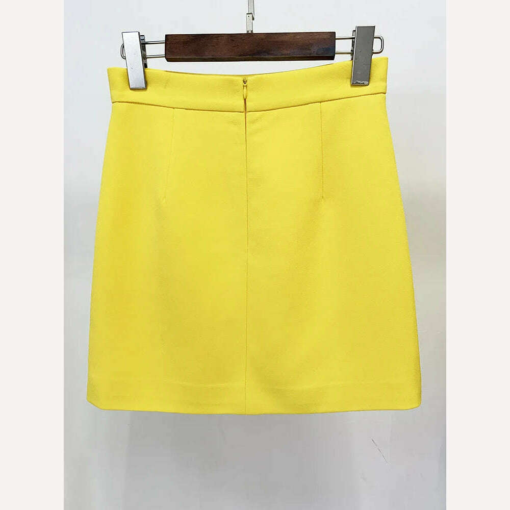 KIMLUD, HIGH STREET Newest 2023 Designer Runway Suit Set Women's Stand Collar Zip Back Cropped Tops Mini Skirt Set 2pcs, KIMLUD Womens Clothes