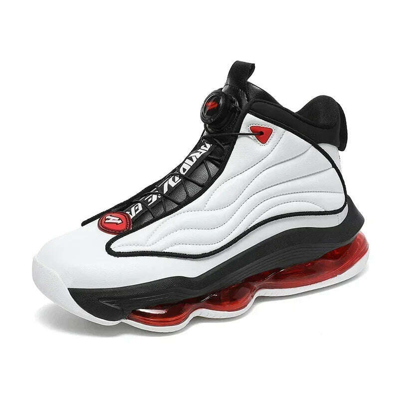 KIMLUD, High-top Men's Basketball Shoes High Quality Sneakers Fashion High Street Sports Shoes Air Cushioning Basketball Training Shoes, white red / 42, KIMLUD APPAREL - Womens Clothes