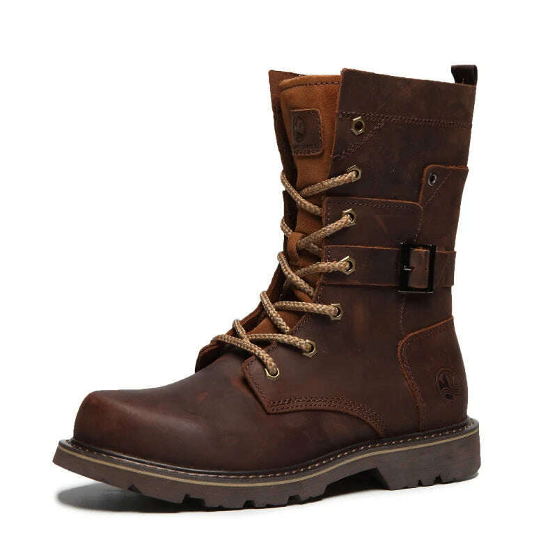 Hiking shoes Men Hunting Boots Tactical shoes Desert Combat Ankle Waterproof sneakers Leather Snow walking high-top Women's shoe - KIMLUD