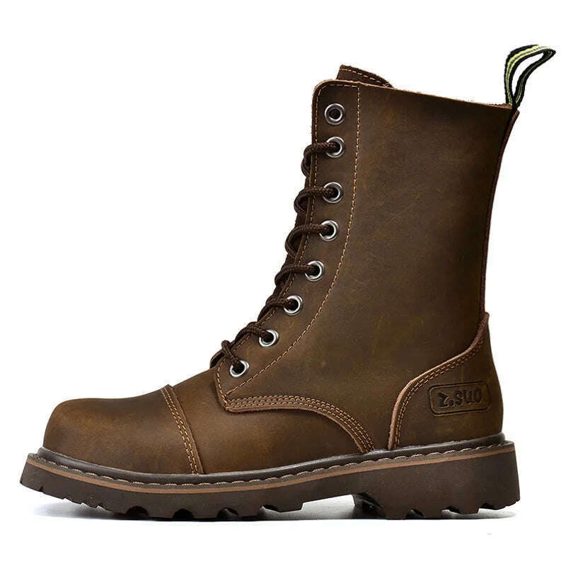 Hiking shoes Men Hunting Boots Tactical shoes Desert Combat Ankle Waterproof sneakers Leather Snow walking high-top Women's shoe - KIMLUD