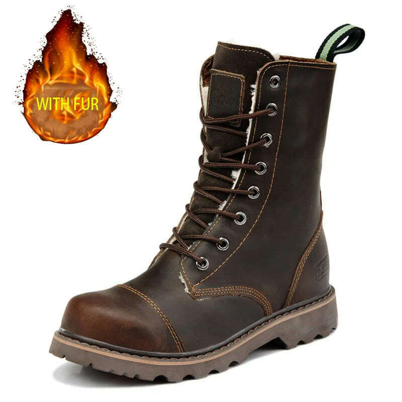 Hiking shoes Men Hunting Boots Tactical shoes Desert Combat Ankle Waterproof sneakers Leather Snow walking high-top Women's shoe - KIMLUD