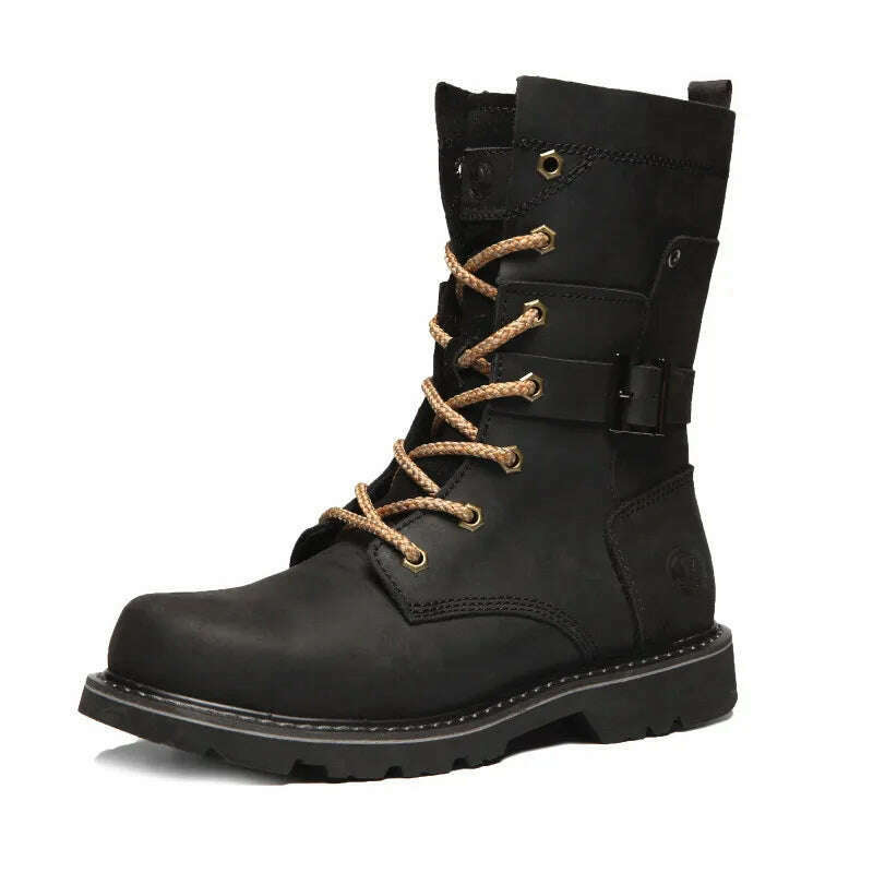 Hiking shoes Men Hunting Boots Tactical shoes Desert Combat Ankle Waterproof sneakers Leather Snow walking high-top Women's shoe - KIMLUD