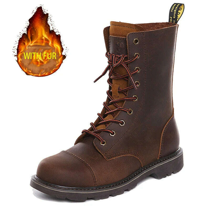 Hiking shoes Men Hunting Boots Tactical shoes Desert Combat Ankle Waterproof sneakers Leather Snow walking high-top Women's shoe - KIMLUD