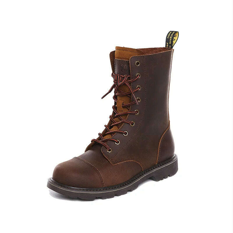 Hiking shoes Men Hunting Boots Tactical shoes Desert Combat Ankle Waterproof sneakers Leather Snow walking high-top Women's shoe - KIMLUD