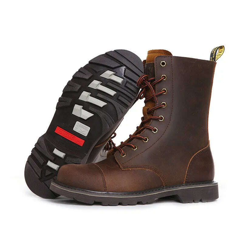 Hiking shoes Men Hunting Boots Tactical shoes Desert Combat Ankle Waterproof sneakers Leather Snow walking high-top Women's shoe - KIMLUD