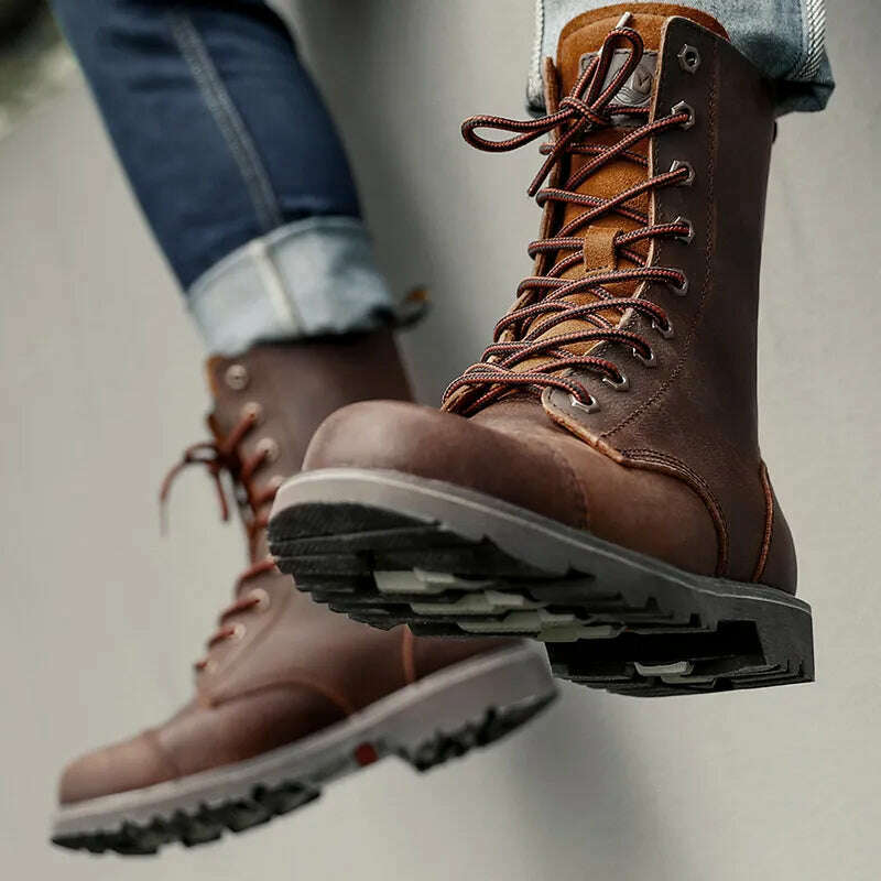 Hiking shoes Men Hunting Boots Tactical shoes Desert Combat Ankle Waterproof sneakers Leather Snow walking high-top Women's shoe - KIMLUD
