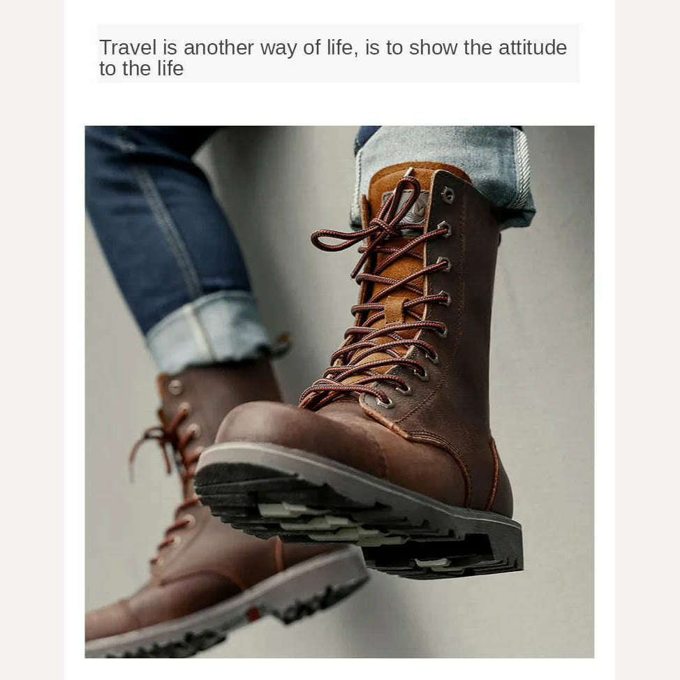 Hiking shoes Men Hunting Boots Tactical shoes Desert Combat Ankle Waterproof sneakers Leather Snow walking high-top Women's shoe - KIMLUD