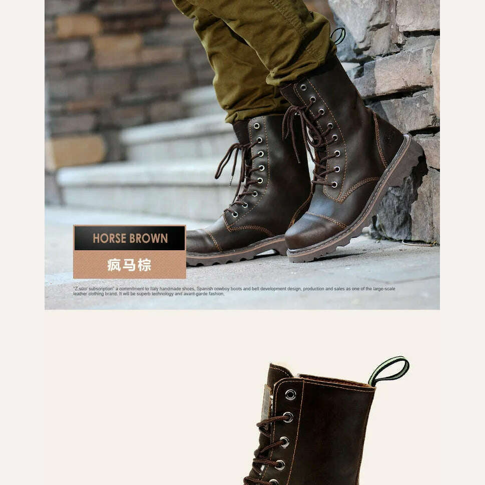 Hiking shoes Men Hunting Boots Tactical shoes Desert Combat Ankle Waterproof sneakers Leather Snow walking high-top Women's shoe - KIMLUD