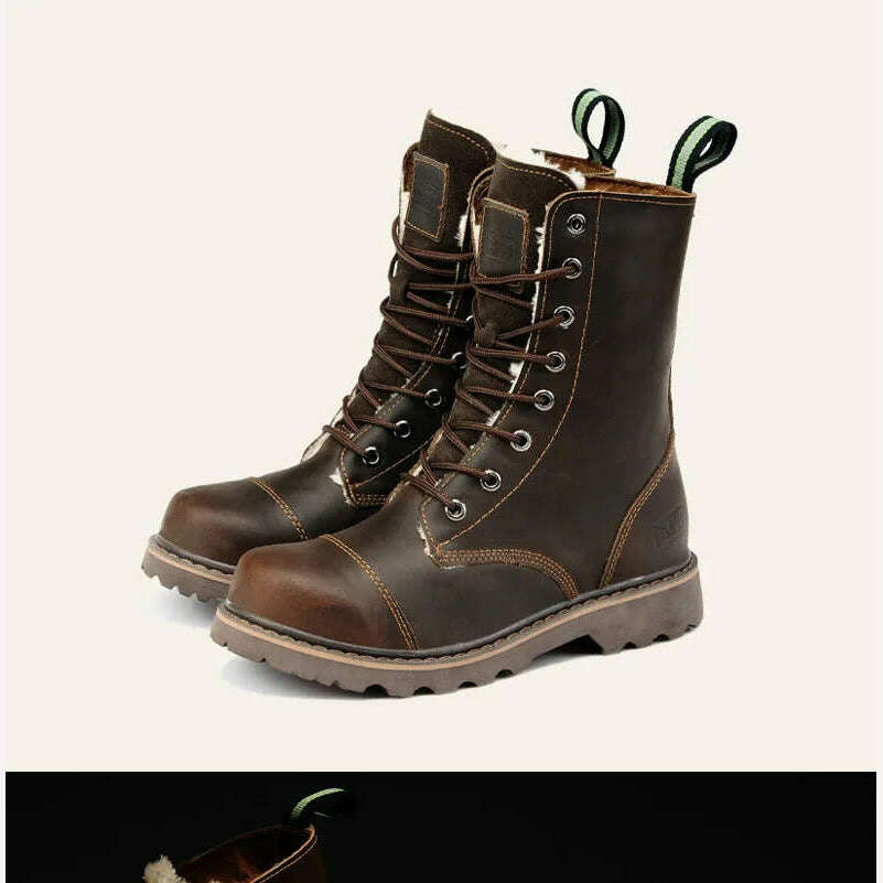 Hiking shoes Men Hunting Boots Tactical shoes Desert Combat Ankle Waterproof sneakers Leather Snow walking high-top Women's shoe - KIMLUD
