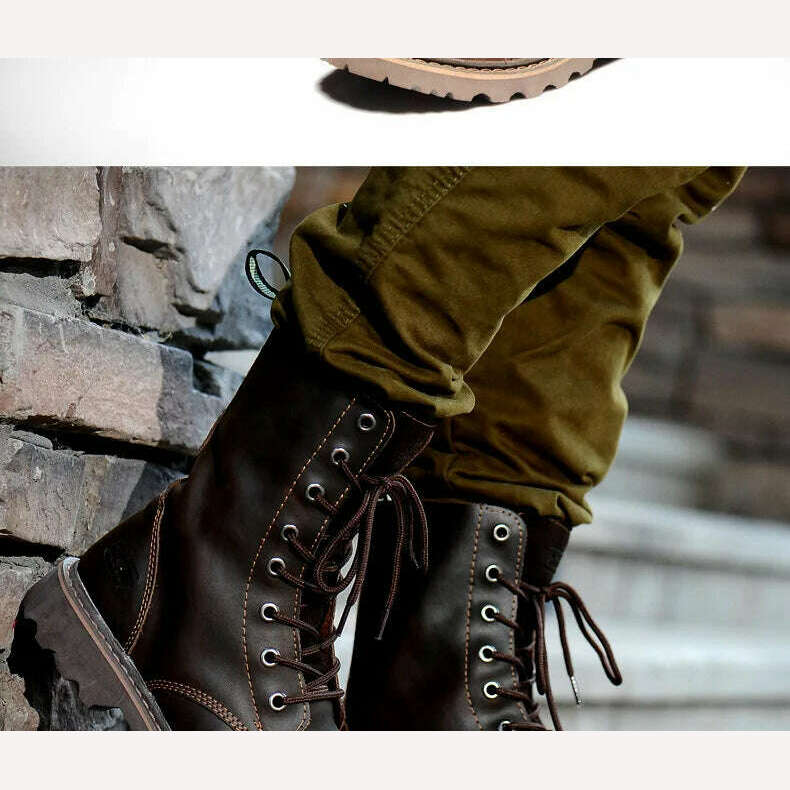 Hiking shoes Men Hunting Boots Tactical shoes Desert Combat Ankle Waterproof sneakers Leather Snow walking high-top Women's shoe - KIMLUD