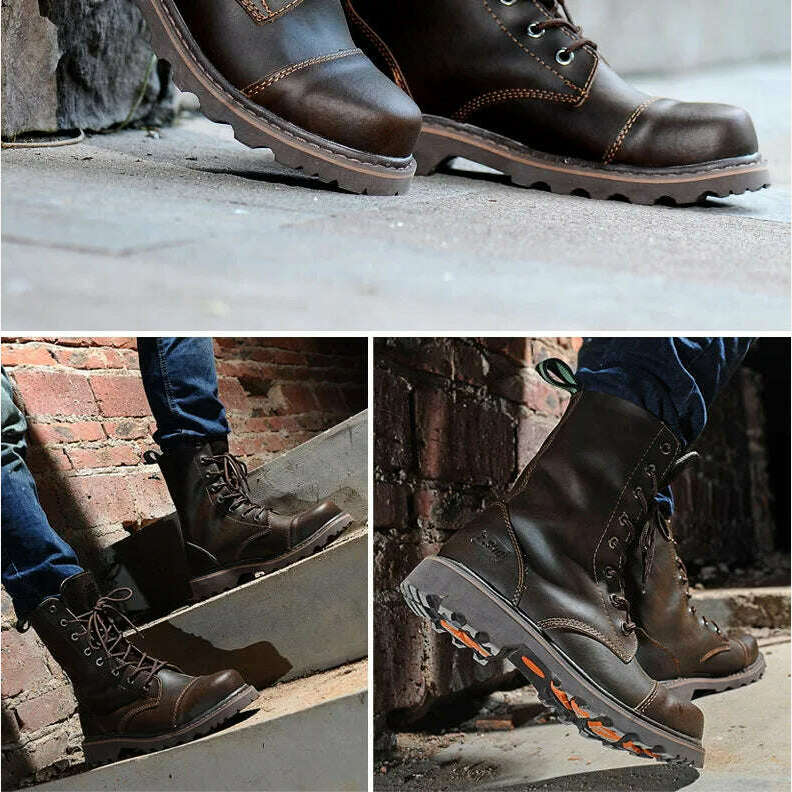 Hiking shoes Men Hunting Boots Tactical shoes Desert Combat Ankle Waterproof sneakers Leather Snow walking high-top Women's shoe - KIMLUD