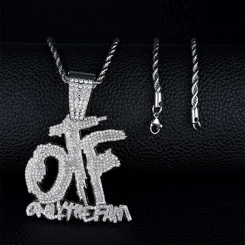 KIMLUD, Hip Hop Ice Out Alphabet Savage Pendant Necklace Cool Men Women Hip Hop Rock Rap Jewelry Gifts, AL2501-Silver, KIMLUD Womens Clothes