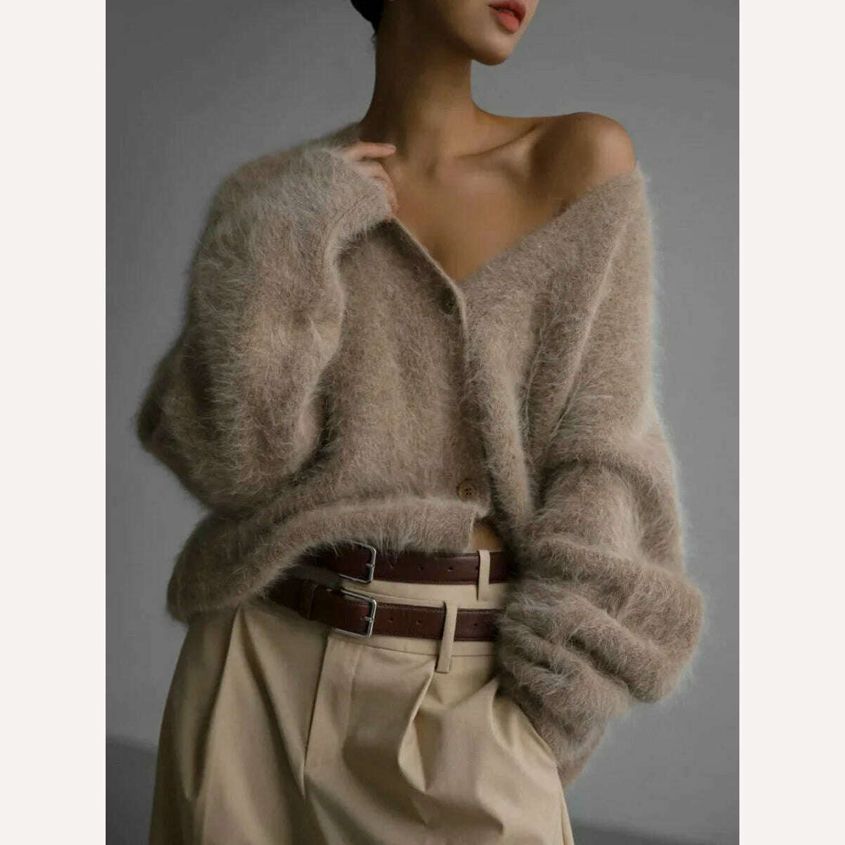 Hirsionsan Elegant Long Sleeve Sweater Women 2023 New Single-Breasted Female Casual Cardigan Soft Flexible Knitted Outwear - KIMLUD