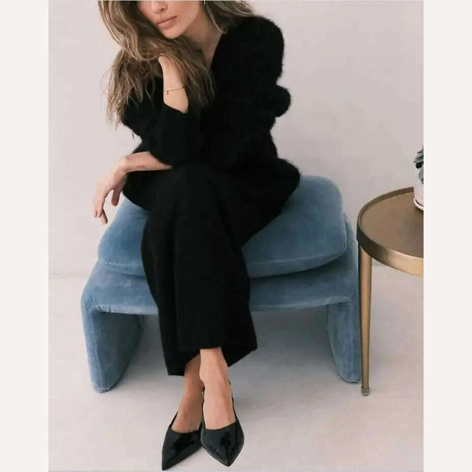 Hirsionsan Elegant Long Sleeve Sweater Women 2023 New Single-Breasted Female Casual Cardigan Soft Flexible Knitted Outwear - KIMLUD