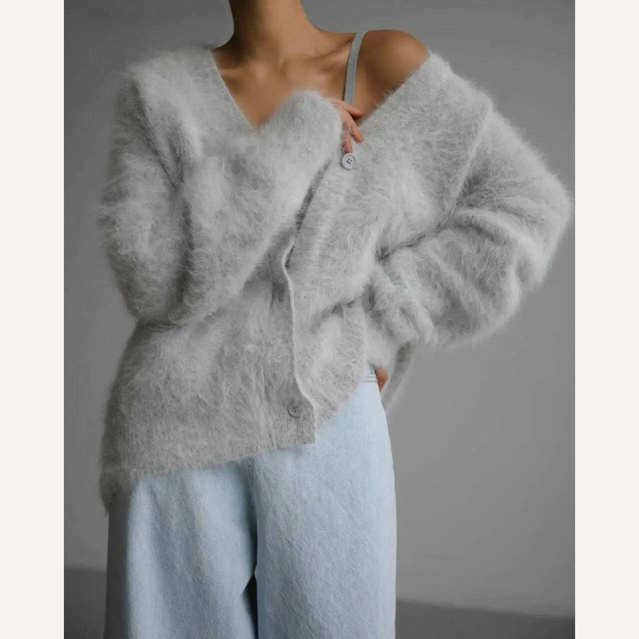 Hirsionsan Elegant Long Sleeve Sweater Women 2023 New Single-Breasted Female Casual Cardigan Soft Flexible Knitted Outwear - KIMLUD