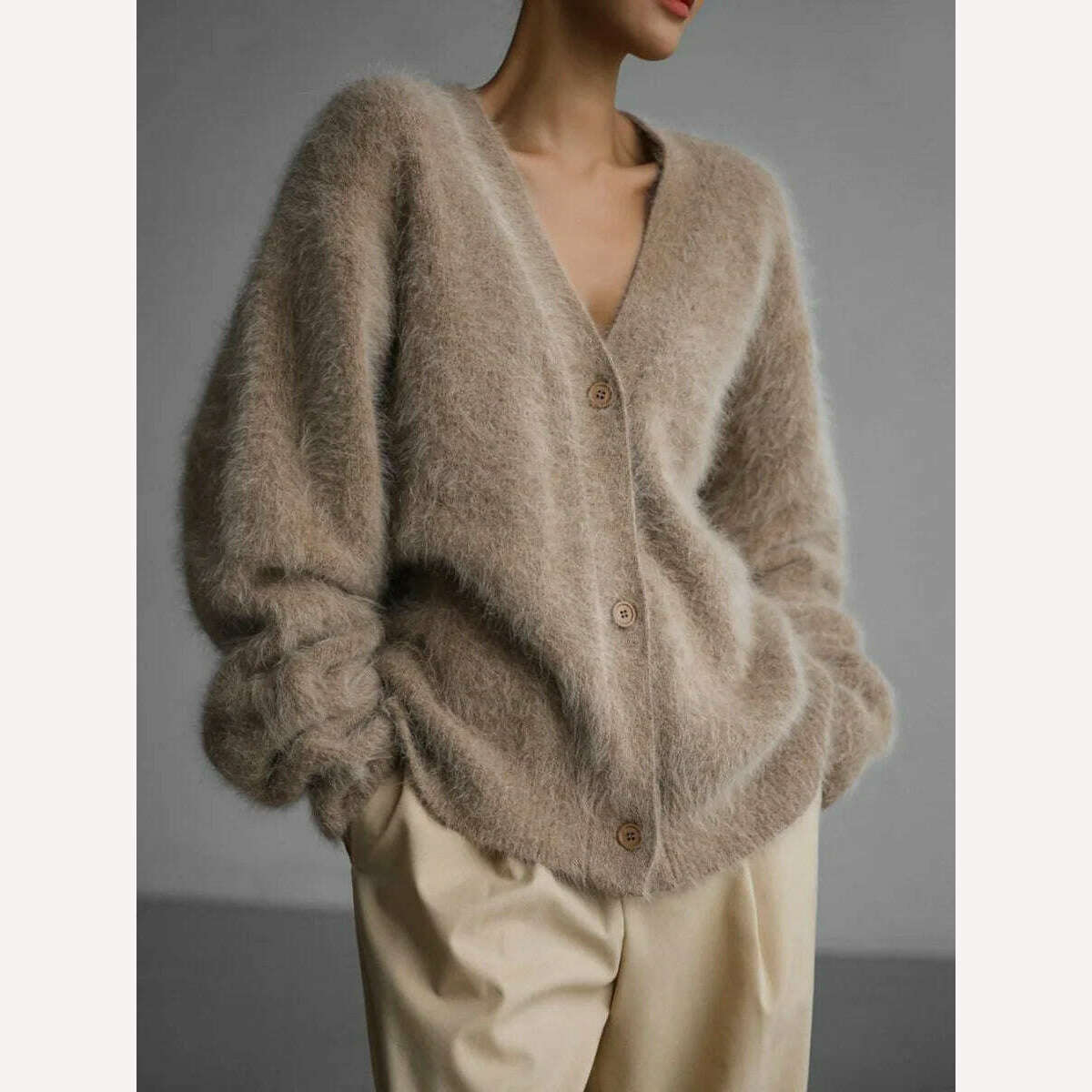 Hirsionsan Elegant Long Sleeve Sweater Women 2023 New Single-Breasted Female Casual Cardigan Soft Flexible Knitted Outwear - KIMLUD