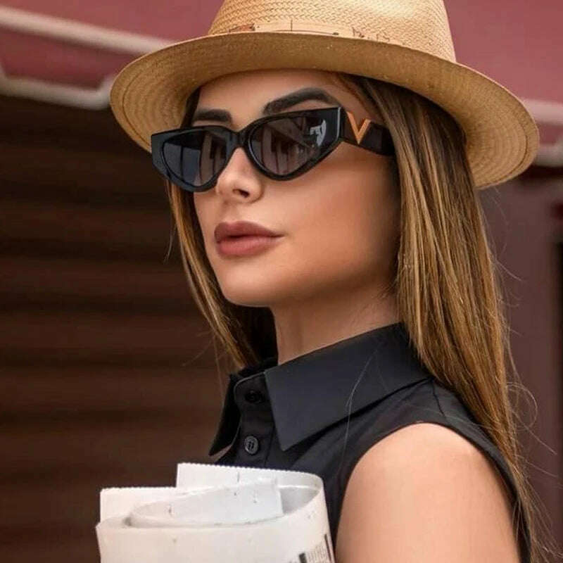 INS Cat Eye Sunglasses Women 2024 Fashion Triangle Vintage Sun Glasses Female Brand Designer Retro Glasses Shades Oculos De Sol - KIMLUD