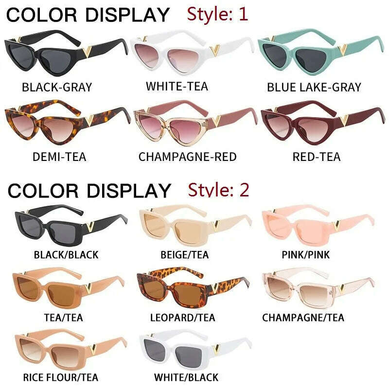 INS Cat Eye Sunglasses Women 2024 Fashion Triangle Vintage Sun Glasses Female Brand Designer Retro Glasses Shades Oculos De Sol - KIMLUD