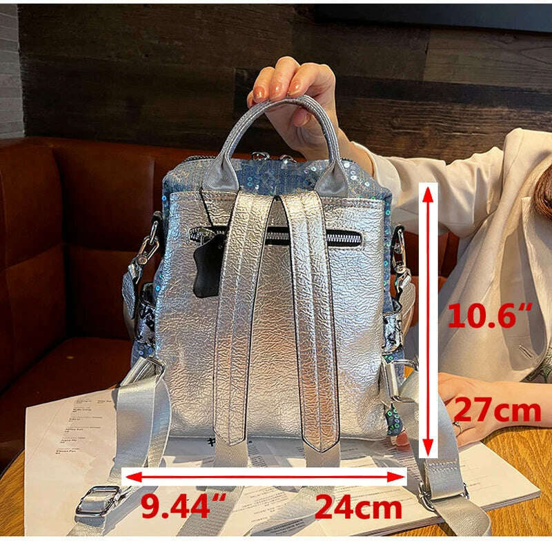KIMLUD, Ita Women Luxury Backpack 2YK Leather School Backpack Tote Handbags 2021 Brand Diamond Rivet Shoulder Bag Sac High Quality Bolso, KIMLUD Womens Clothes
