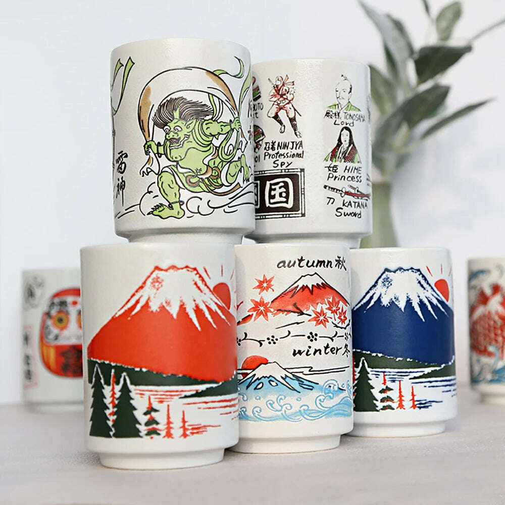 KIMLUD, Japanese Impression Ceramic Mugs 300ml Tea Wine Sushi Sake Cup Funny Family Restaurant Decoration Travel Gift for Friends, KIMLUD Womens Clothes