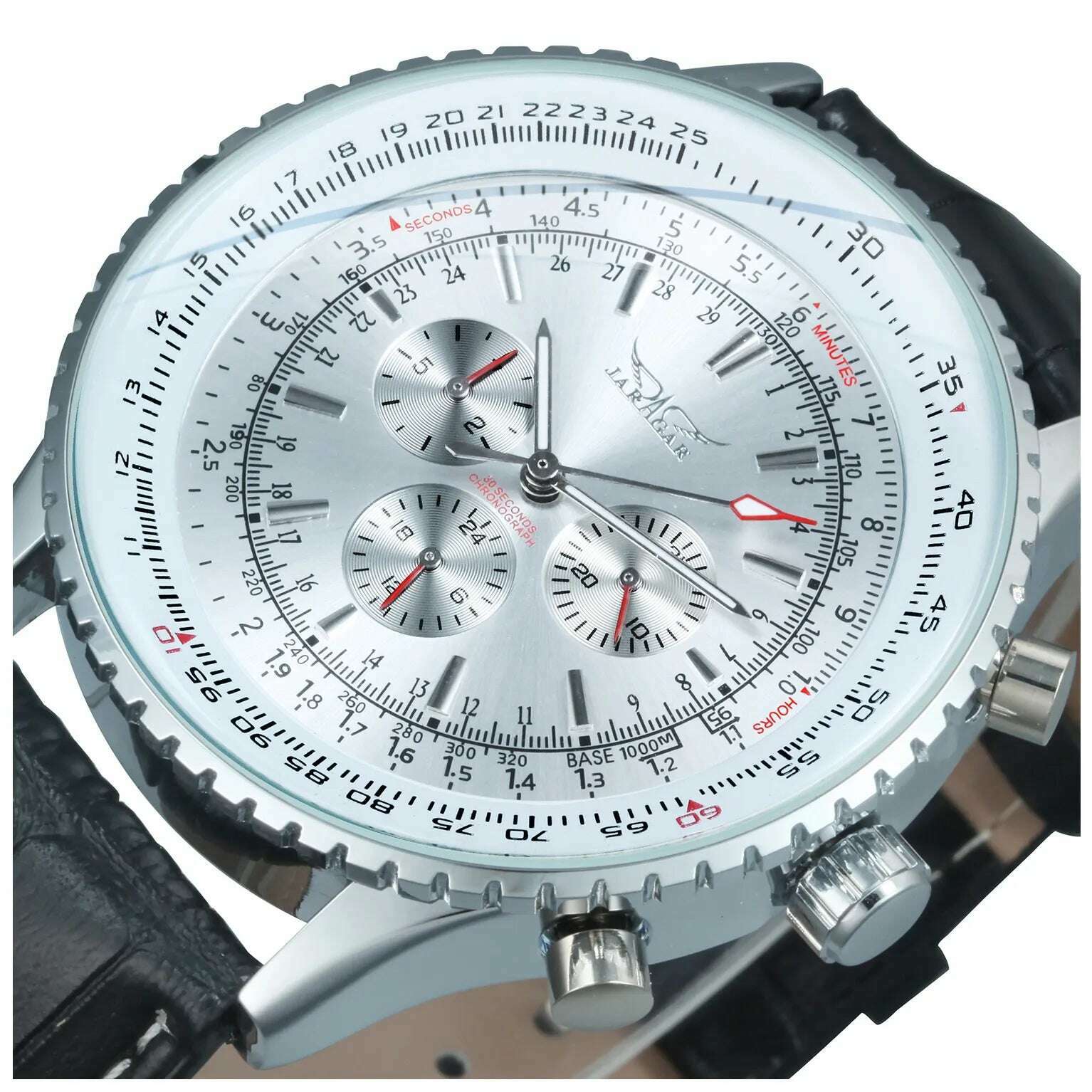 JARAGAR Pilot Automatic Watch for Men Military Multifunction Sub-Dials Mechanical Watches Top Brand Luxury Leather Strap Clock - KIMLUD