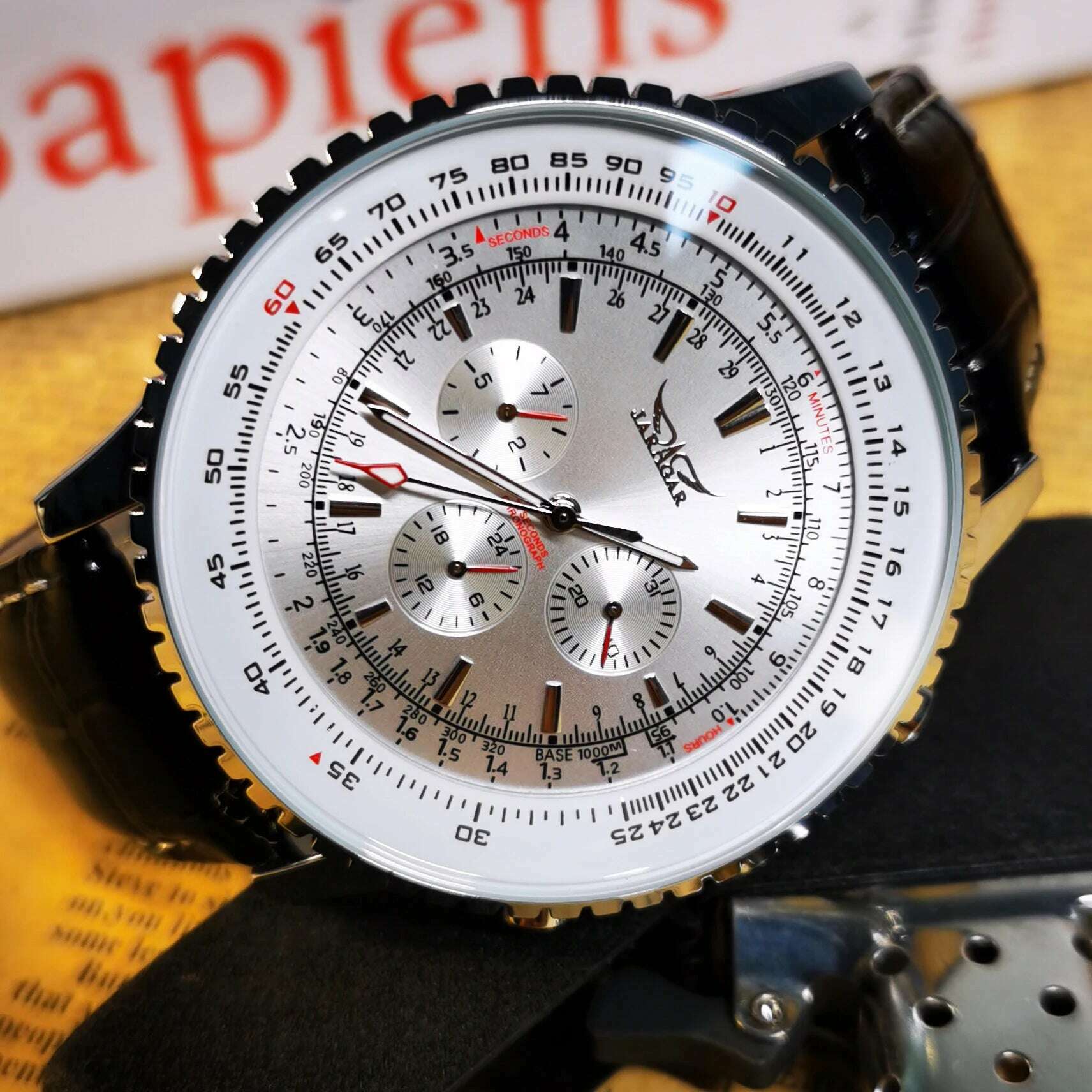 JARAGAR Pilot Automatic Watch for Men Military Multifunction Sub-Dials Mechanical Watches Top Brand Luxury Leather Strap Clock - KIMLUD