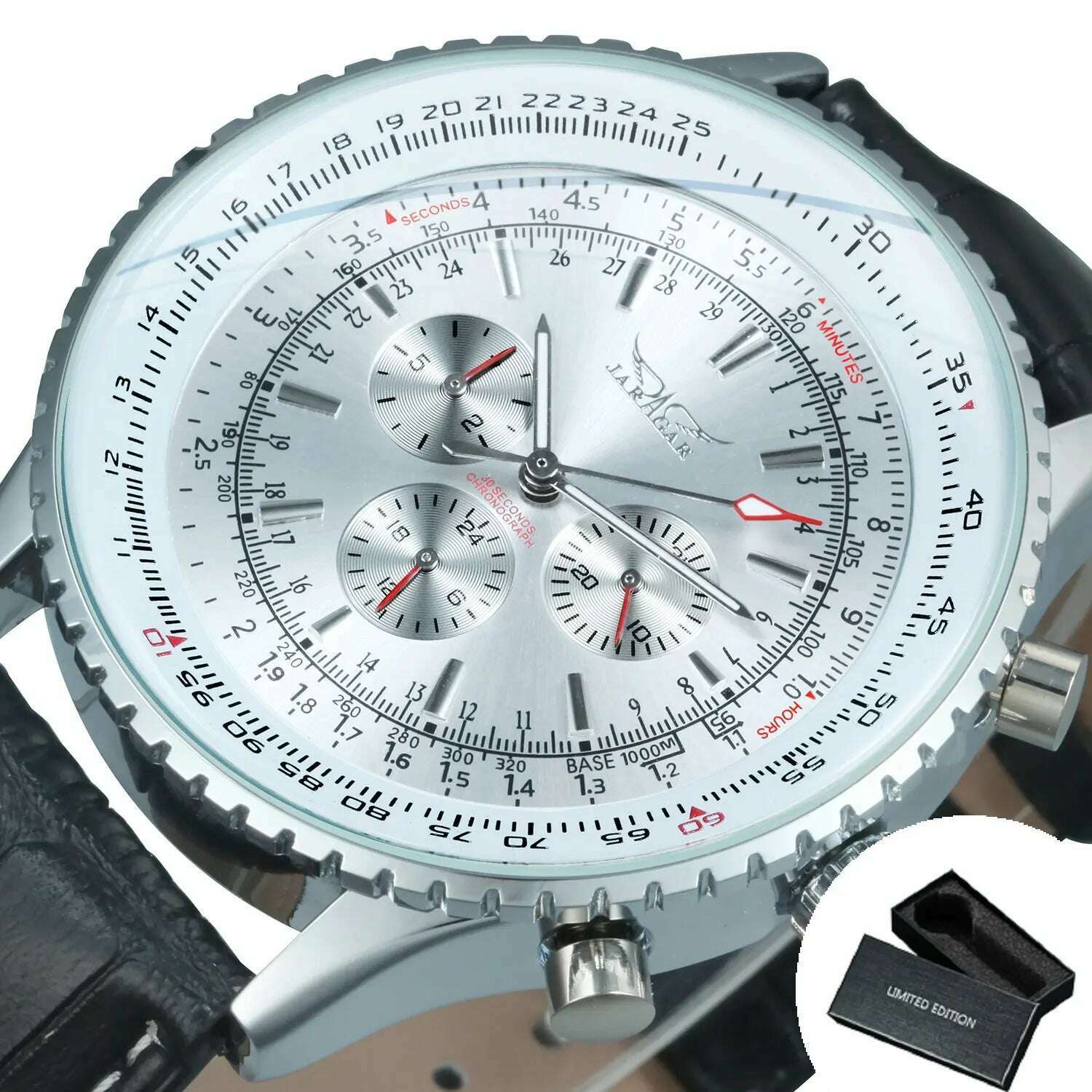 JARAGAR Pilot Automatic Watch for Men Military Multifunction Sub-Dials Mechanical Watches Top Brand Luxury Leather Strap Clock - KIMLUD