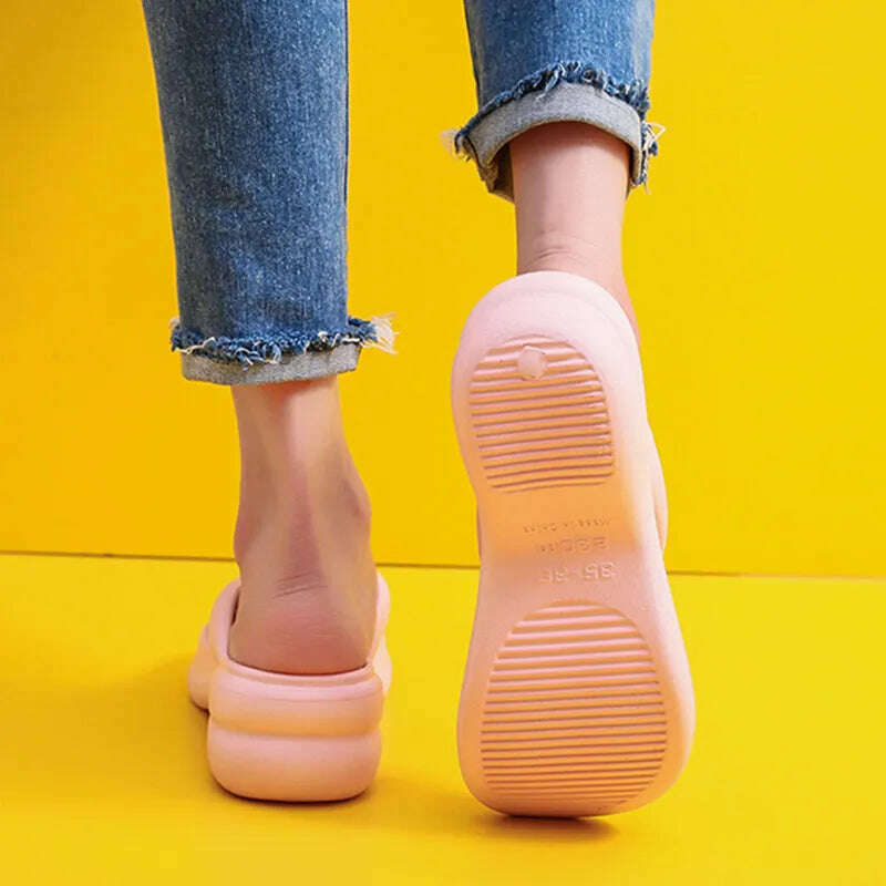 JMPRS Thick Sole Wedges Flip Flops for Women 2023 Summer Clip Toe Platform Sandals Woman Non Slip Beach Slippers Outdoor Slides - KIMLUD