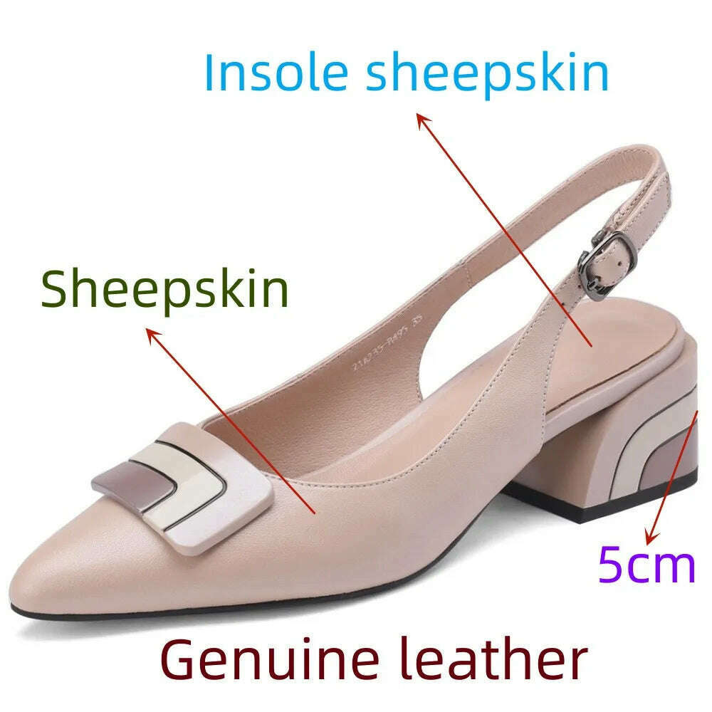 【JOCHEBED HU】Summer Genuine Leather Chunky Sandals Sexy Women High Heels Shoes New Brand Party Designer Slingback Slippers Pumps - KIMLUD