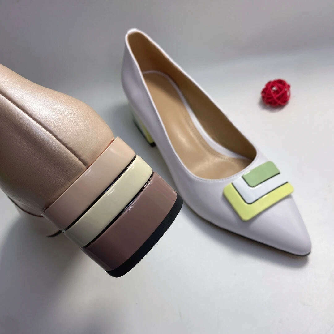 【JOCHEBED HU】Summer Genuine Leather Chunky Sandals Sexy Women High Heels Shoes New Brand Party Designer Slingback Slippers Pumps - KIMLUD