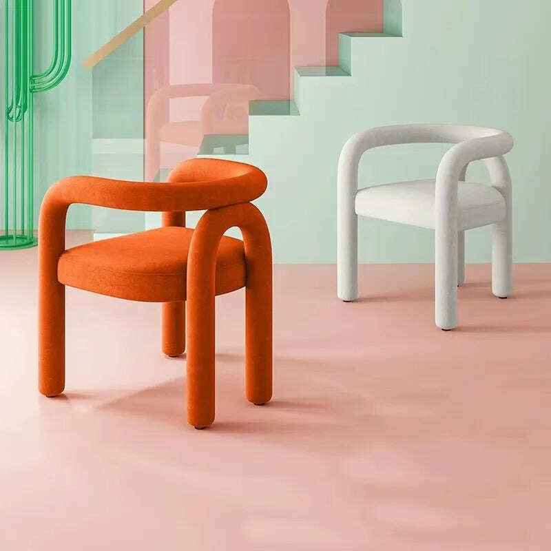 JOYLIVE Armchair Back Vanity Chair Nordic Designer Single Dining Chair Casual Bedroom Household Stool Lazy Couch Dropshipping - KIMLUD