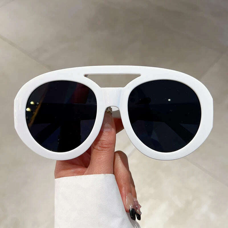 KAMMPT Oversized Round Goggle Men Fashion Double Bridge Gradient Candy Color Women Shades Eyewear Trendy New UV400 Sun Glasses - KIMLUD