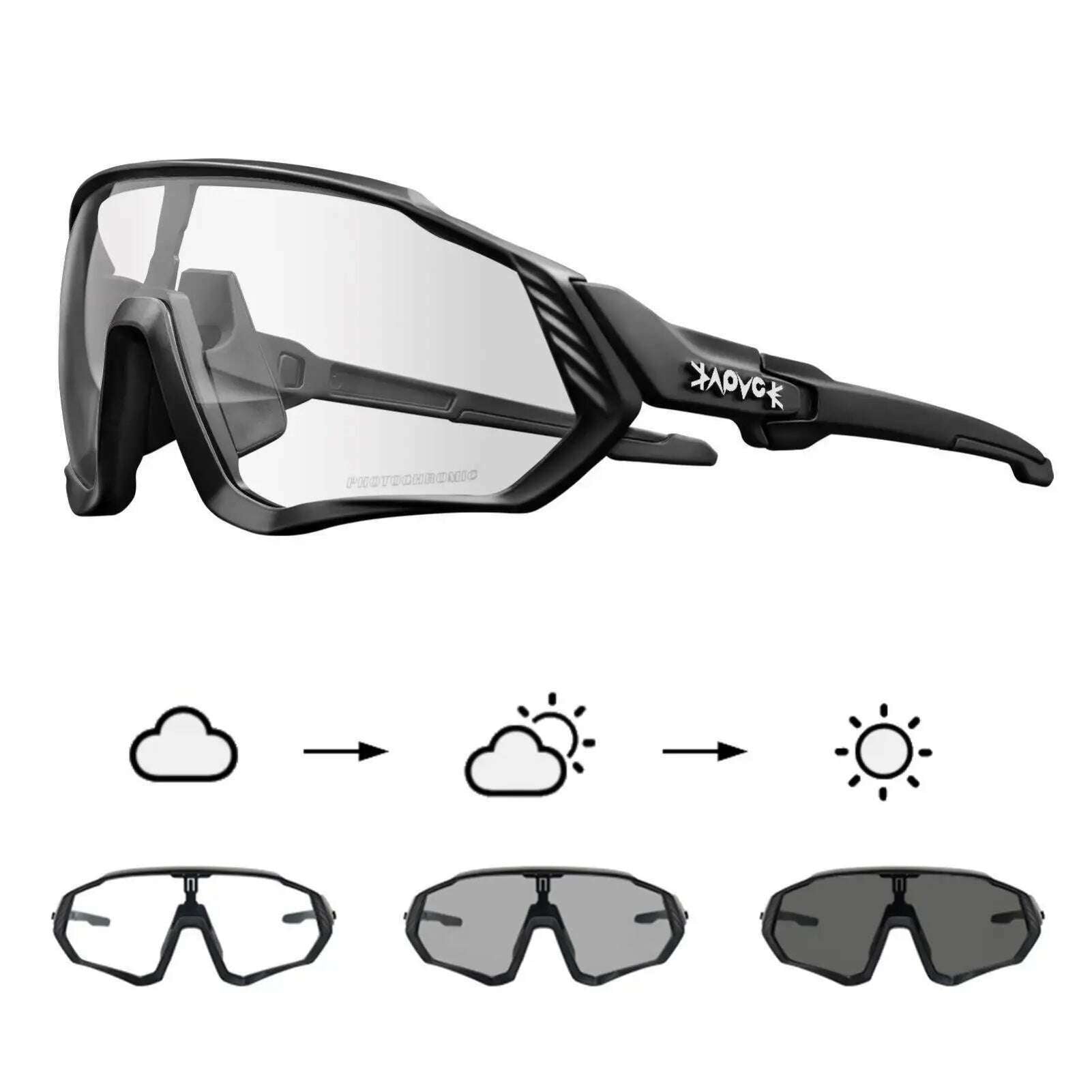 Kapvoe Cycling Glasses Photochromic Bicycle Goggles Outdoor Sports Cycling Sunglasses Built-in Myopia Frame UV400 Bike Eyewear - KIMLUD