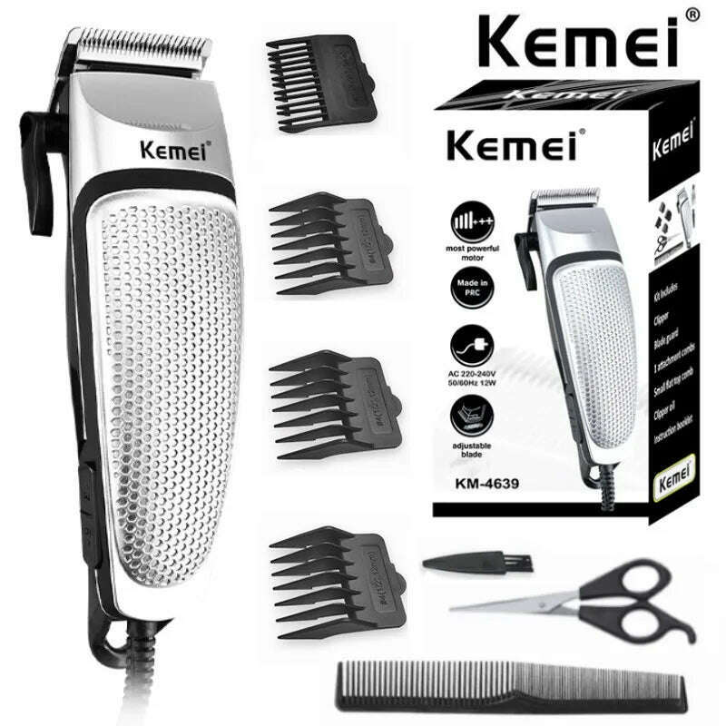 KIMLUD, Kemei KM-4639 Electric Clipper Hair Clippers Professional Trimmer Household Low Noise Beard Machine Personal Care Haircut Tool, KM-4639 / US Plug, KIMLUD Womens Clothes