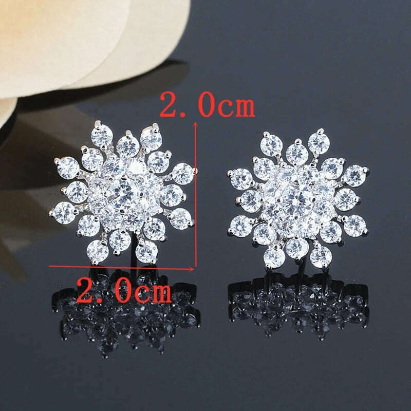 Korean Fashion Jewelry Exquisite Rhinestone Crystal Christmas Snowflake Flower Earrings Wholesale Boucles d'oreilles Oorbellen - KIMLUD