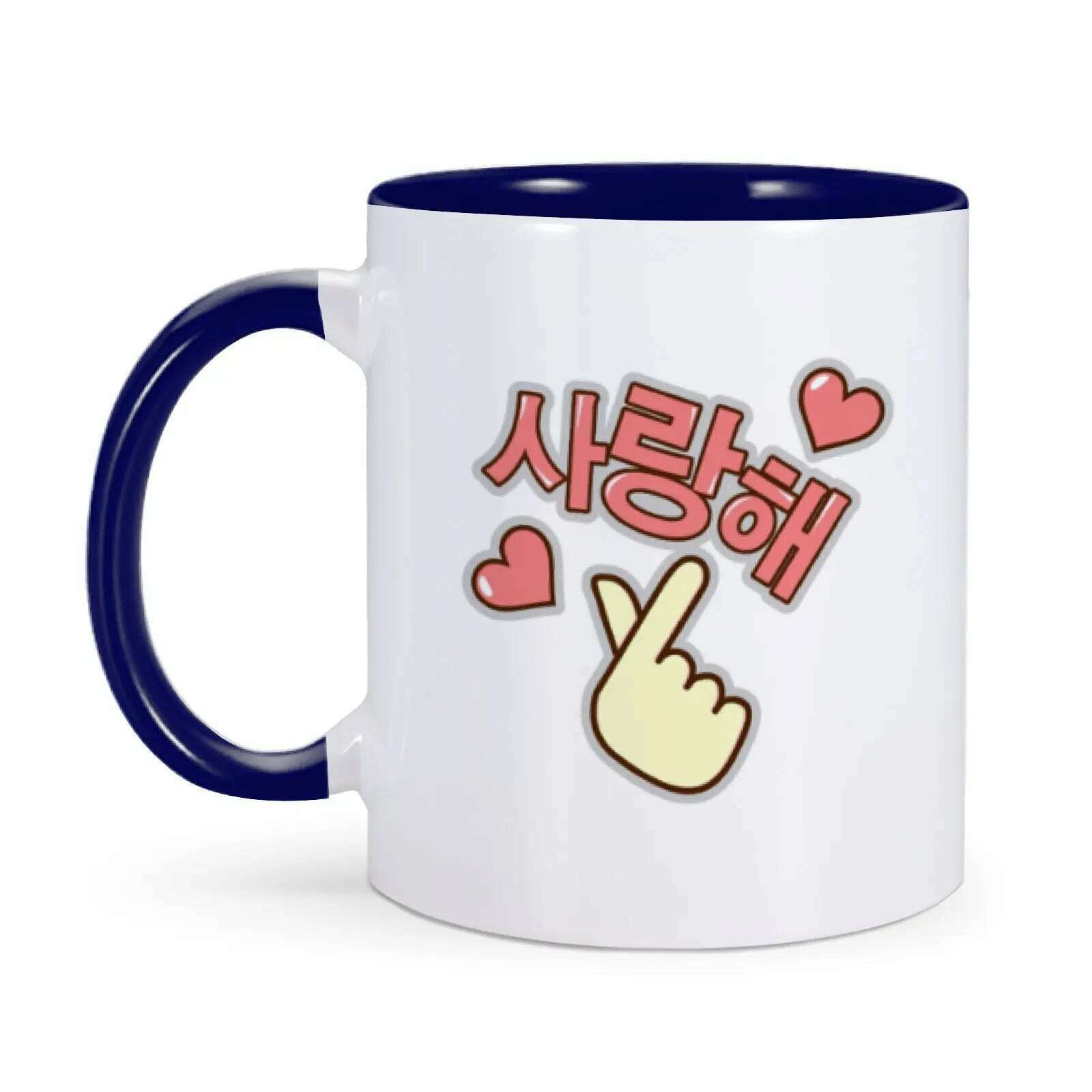 Korean I Love You Mug Funny Coffee Mugs for K-Drama Addict Him Her 11oz Ceramics Cup Valentines Day Gifts Ideas Home Milk Cups - KIMLUD
