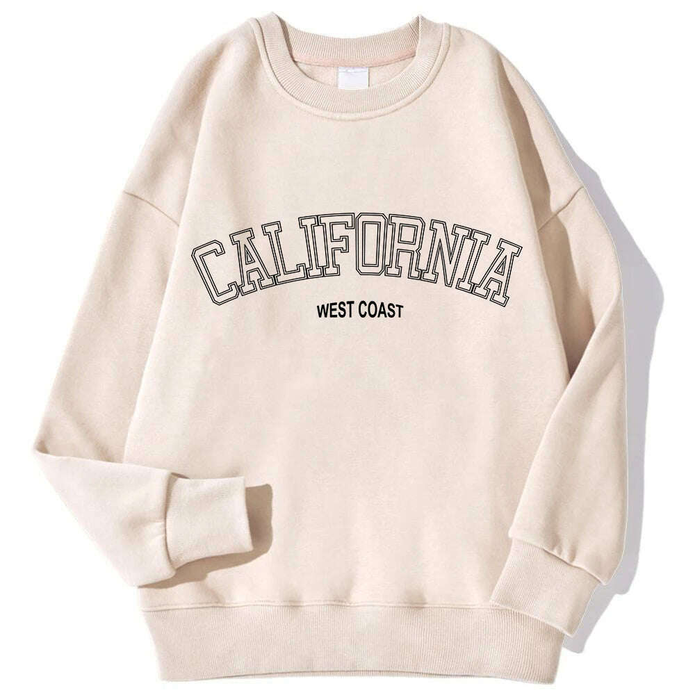 Korean Trend Woman Sweatshirts California West Coast Print Female hoodie Long Sleeves O-neck Pullovers Sporty and Rich Clothing - KIMLUD
