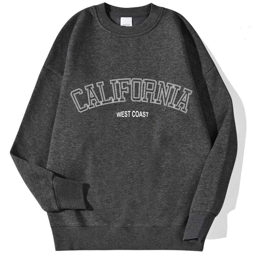 Korean Trend Woman Sweatshirts California West Coast Print Female hoodie Long Sleeves O-neck Pullovers Sporty and Rich Clothing - KIMLUD
