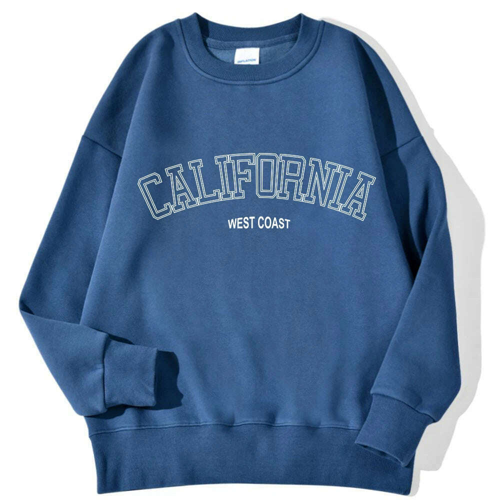 Korean Trend Woman Sweatshirts California West Coast Print Female hoodie Long Sleeves O-neck Pullovers Sporty and Rich Clothing - KIMLUD