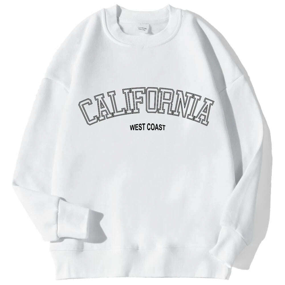 Korean Trend Woman Sweatshirts California West Coast Print Female hoodie Long Sleeves O-neck Pullovers Sporty and Rich Clothing - KIMLUD