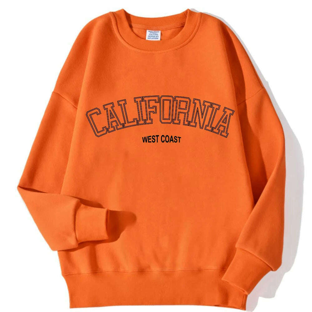 Korean Trend Woman Sweatshirts California West Coast Print Female hoodie Long Sleeves O-neck Pullovers Sporty and Rich Clothing - KIMLUD