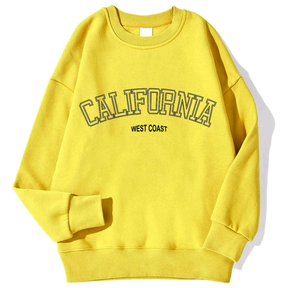Korean Trend Woman Sweatshirts California West Coast Print Female hoodie Long Sleeves O-neck Pullovers Sporty and Rich Clothing - KIMLUD
