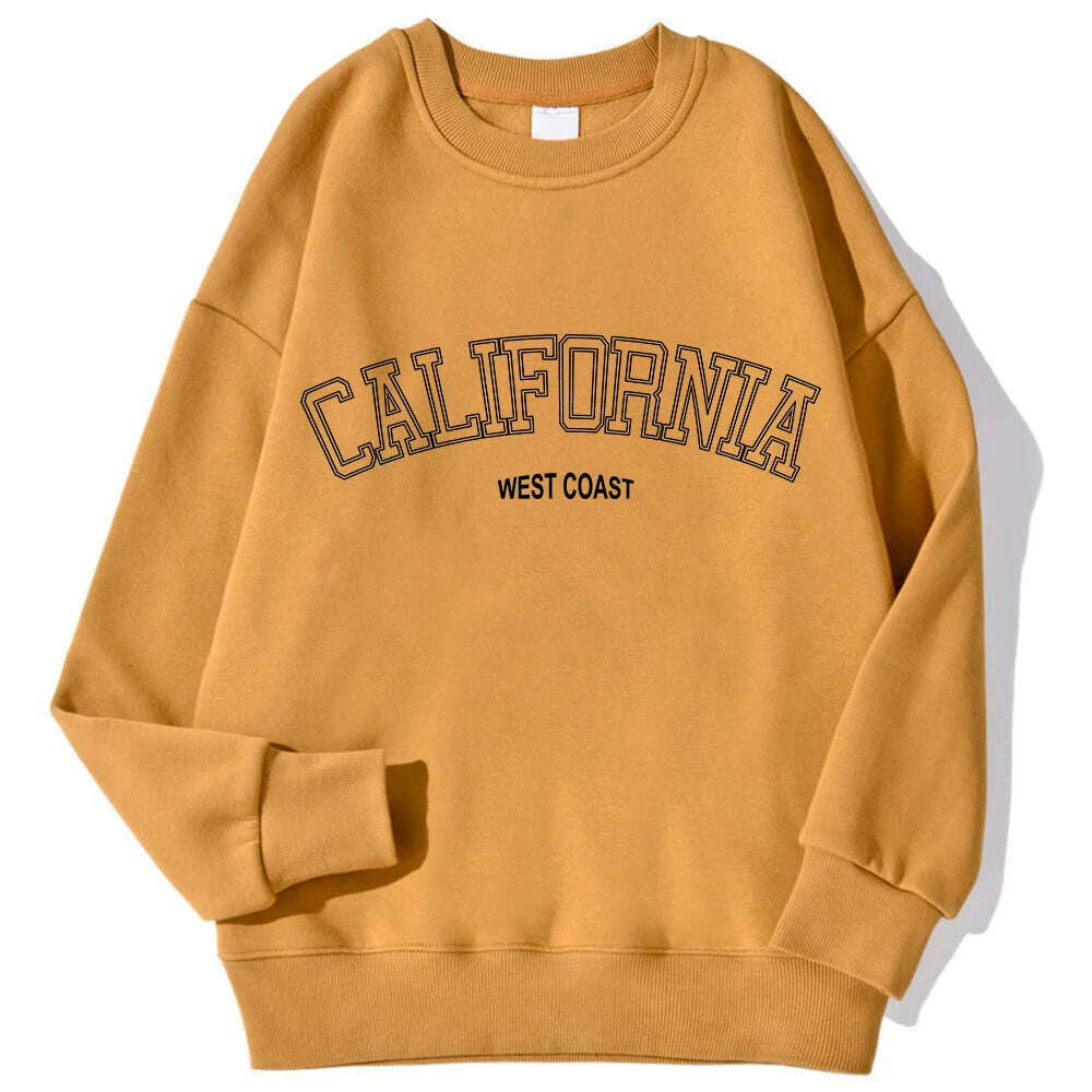 Korean Trend Woman Sweatshirts California West Coast Print Female hoodie Long Sleeves O-neck Pullovers Sporty and Rich Clothing - KIMLUD