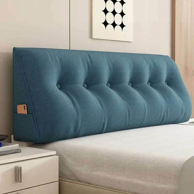 KIMLUD, Large Triangular Pillow Bed Wedge Bed Rest Reading Pillow Backrest Positioning Support Bolster Cushion with Removable Cover, Navy blue / 100x50x20cm, KIMLUD APPAREL - Womens Clothes