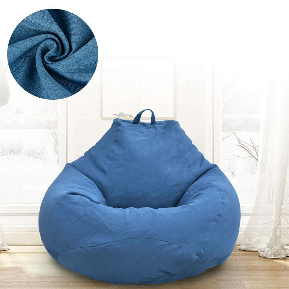Lazy Sofas Cover Chairs Without Filler Adults Bean Bag Chair Couch Living Room Bedroom Home Tatami Lounger Seat - KIMLUD