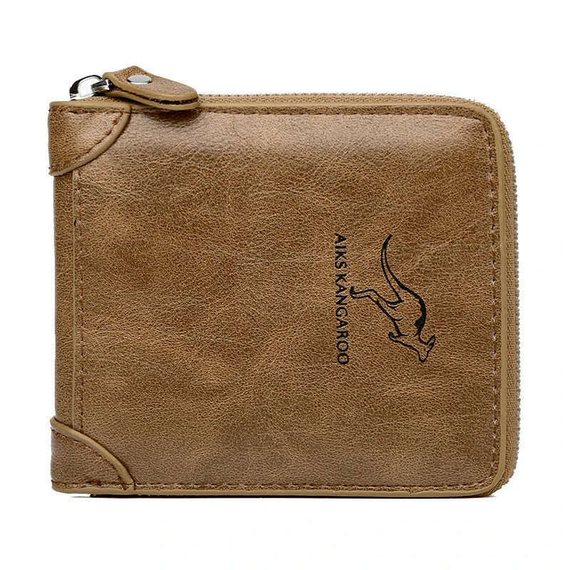 Leather Men’s Wallet Luxury Mens Purse Male Zipper Card Holders with Coin Pocket Rfid Wallets Gifts for Men Money Bag - KIMLUD